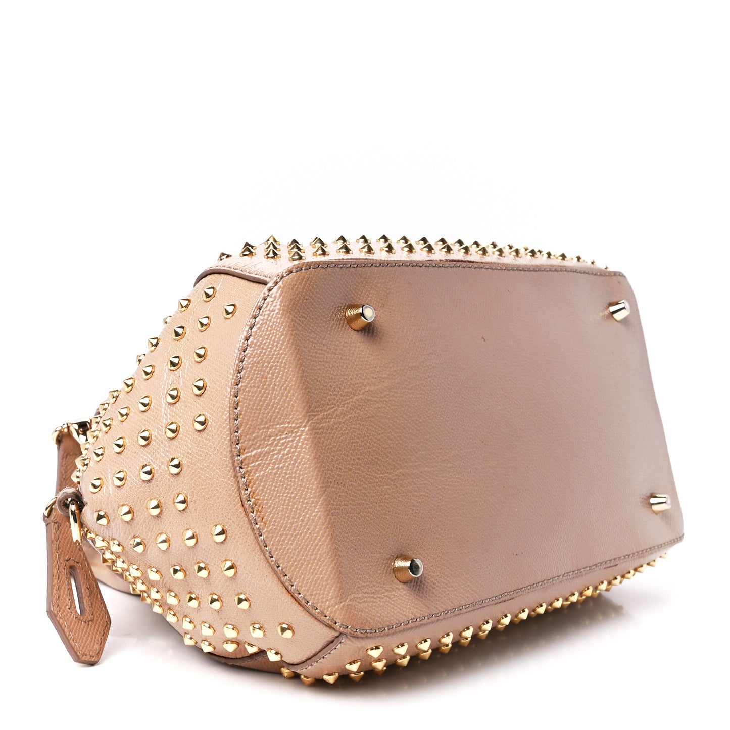 Patent Calfskin Studded Small Blaze Bowler Bag Oyster Pink