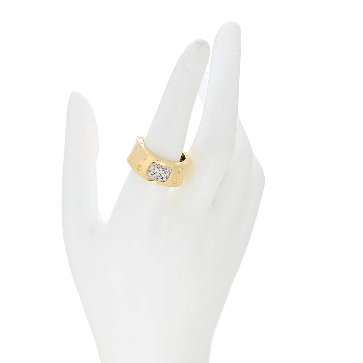 18K Yellow Gold Diamond Two Row Pois Moi Band Ring 58 8.25