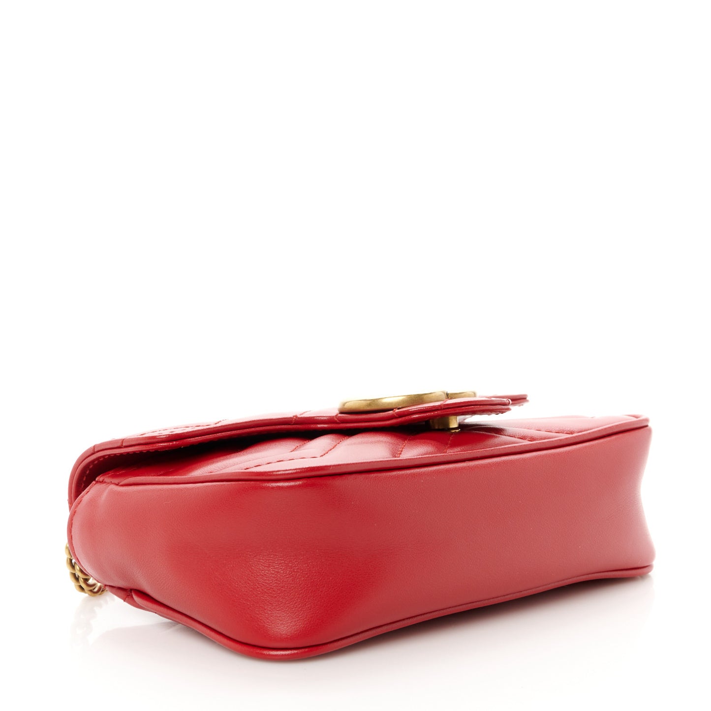 Calfskin Matelasse Super Mini GG Marmont Shoulder Bag Hibiscus Red