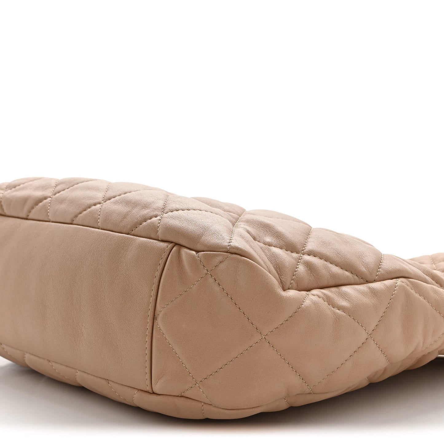 Lambskin Quilted Large CC Funky Town Hobo Beige
