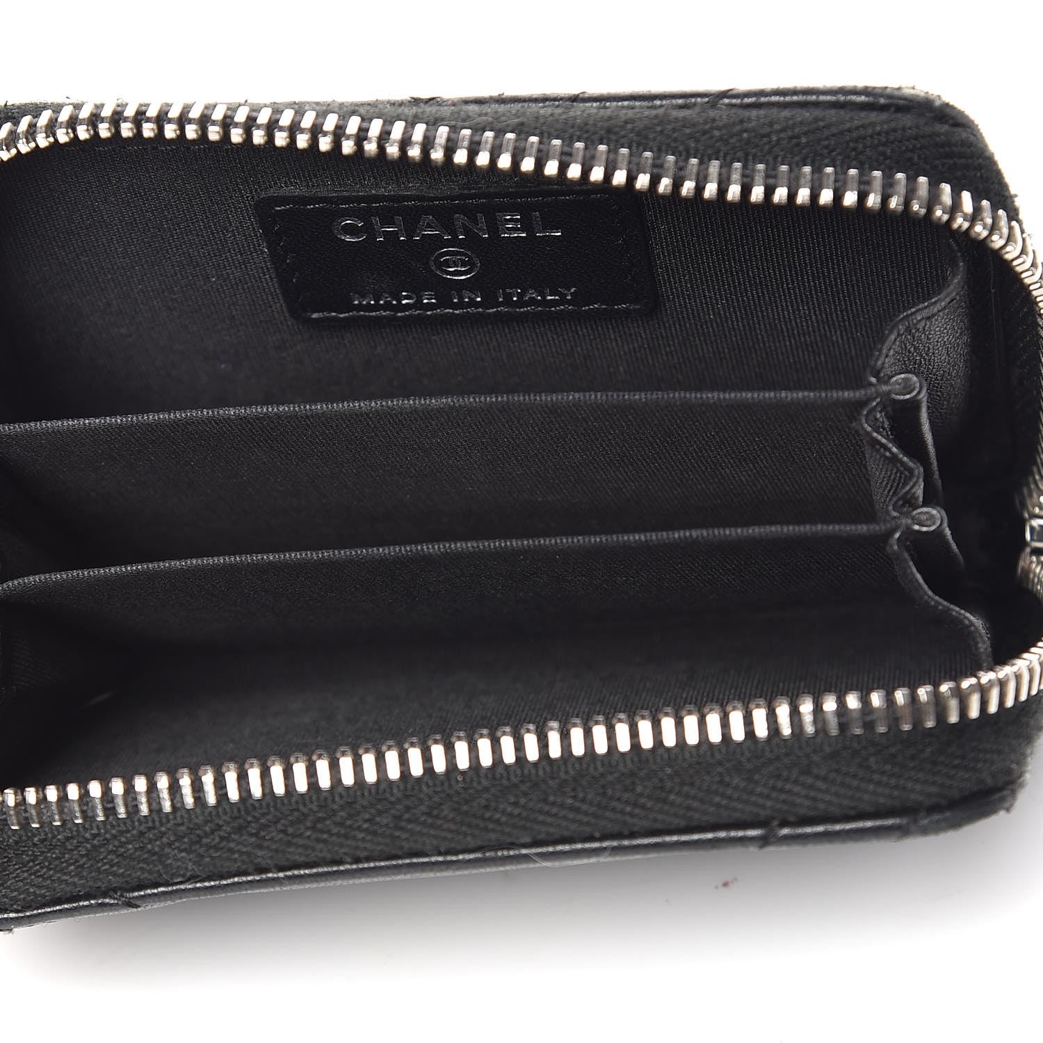 Chanel Lambskin Quilted Crossing Zip Around Coin Purse Black 5 of 9