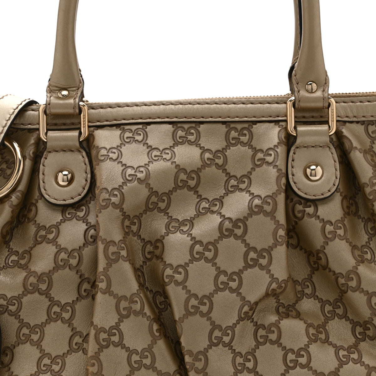 Metallic Soft Guccissima Medium Sukey Top Handle Bag Champagne