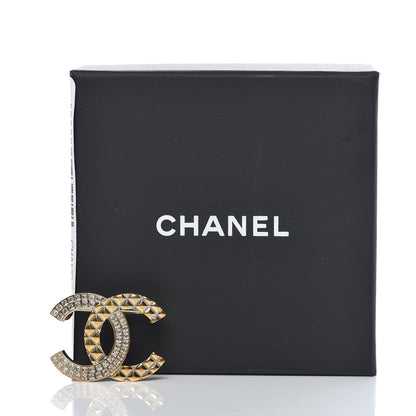 Chanel Baguette Crystal Quilted CC Brooch Gold 5 of 5