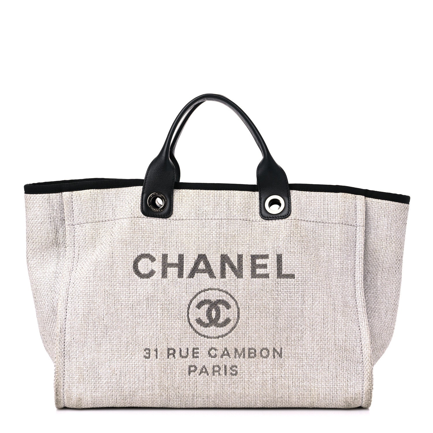 Chanel Woven Straw Raffia Medium Deauville Tote Grey 1 of 19