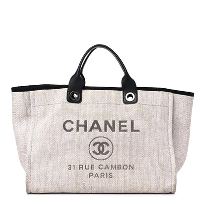 Chanel Woven Straw Raffia Medium Deauville Tote Grey 1 of 19
