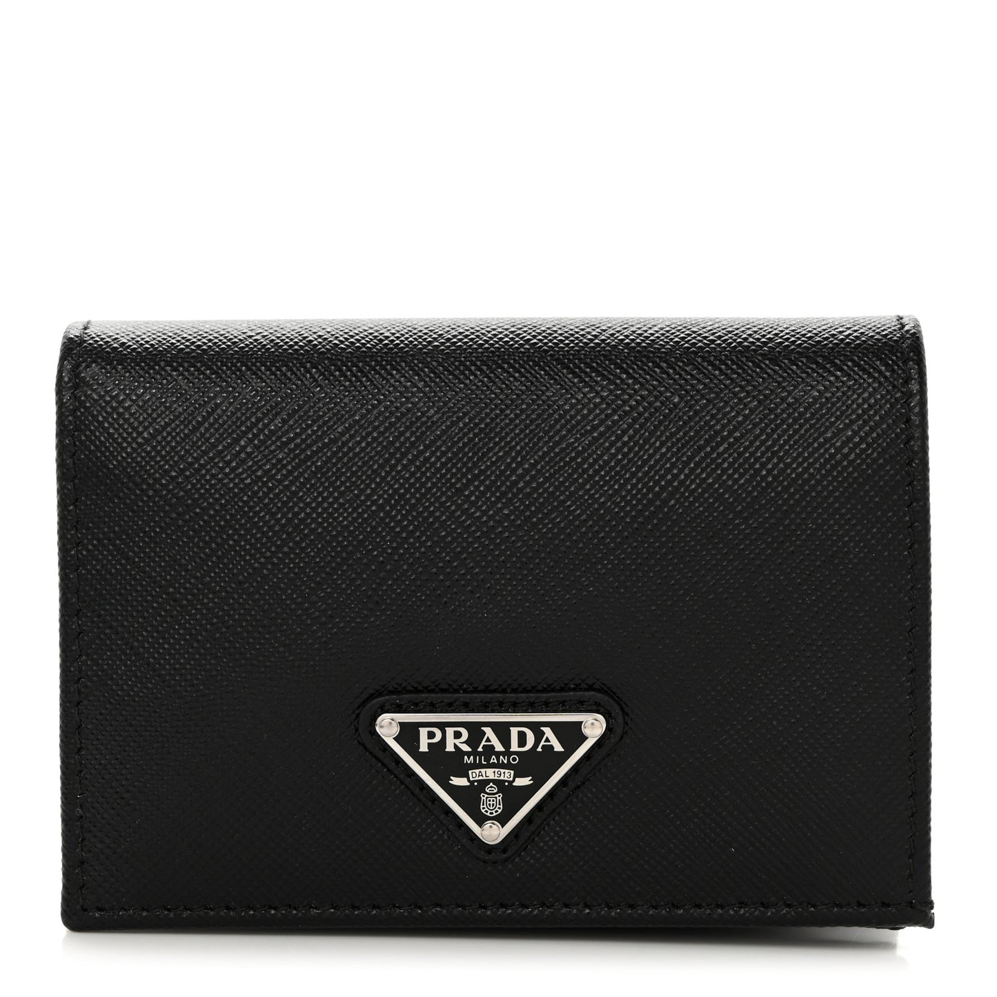 Saffiano Triangle Bi-Fold Card Holder Wallet Black
