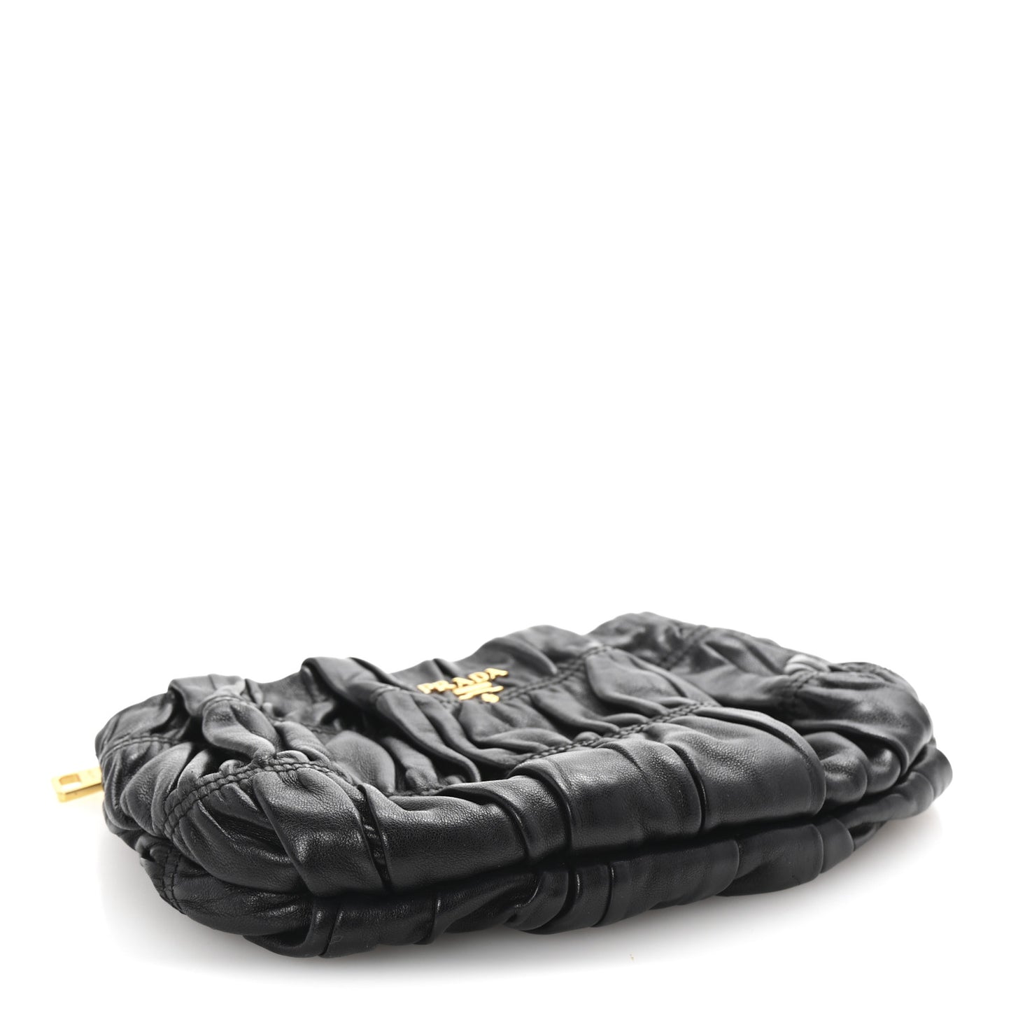 Nappa Gaufre Wristlet Clutch Black