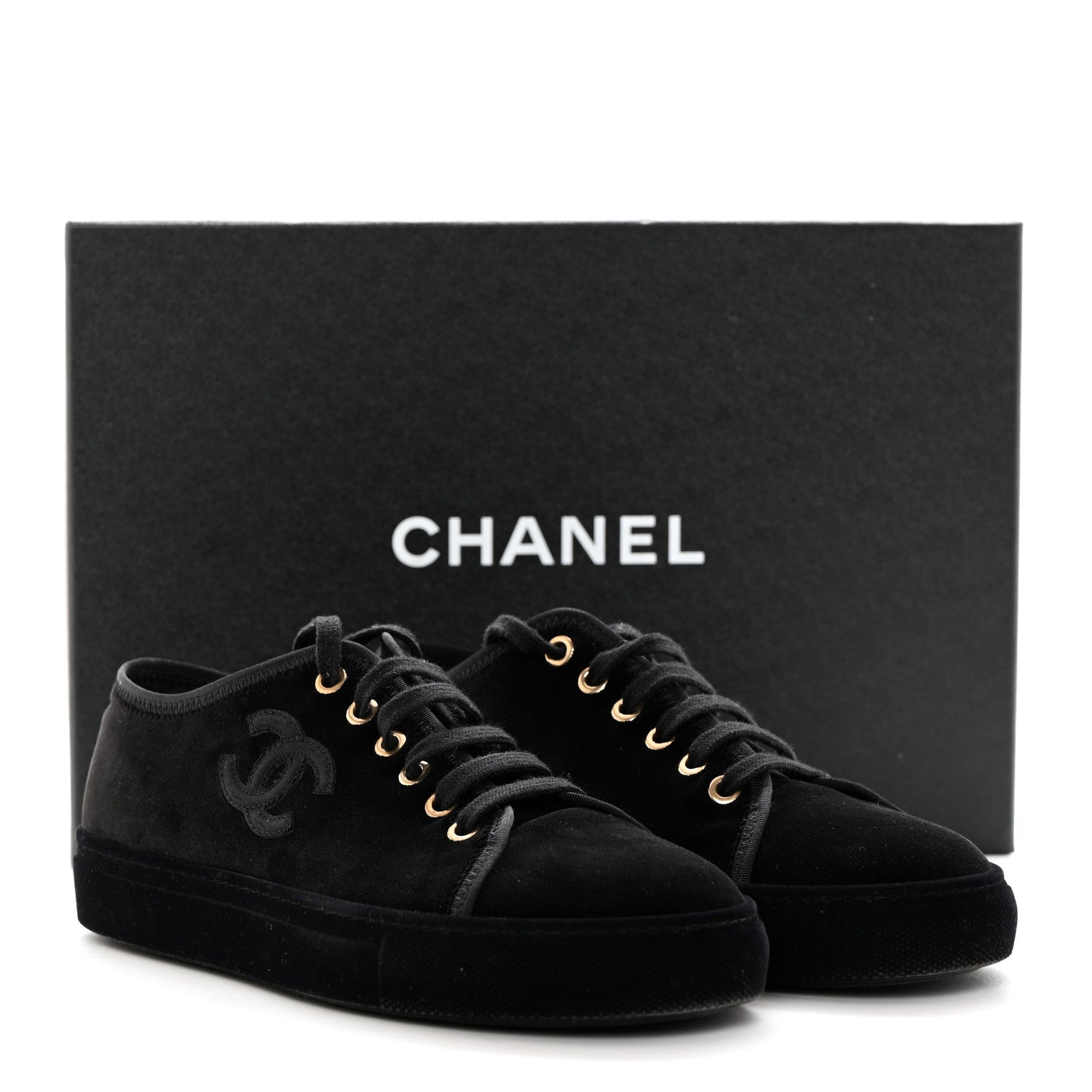 Chanel Velvet Womens CC Sneakers 35 Black 9 of 9