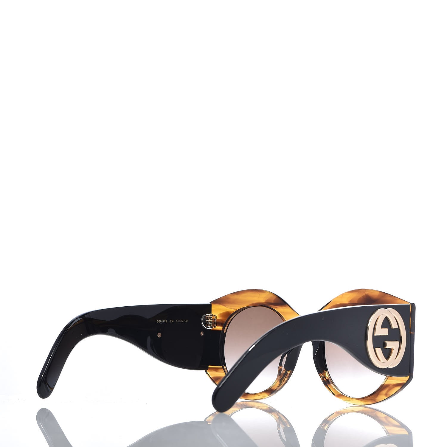 Gucci Acetate Round Frame Sunglasses GG0177S Brown 4 of 10