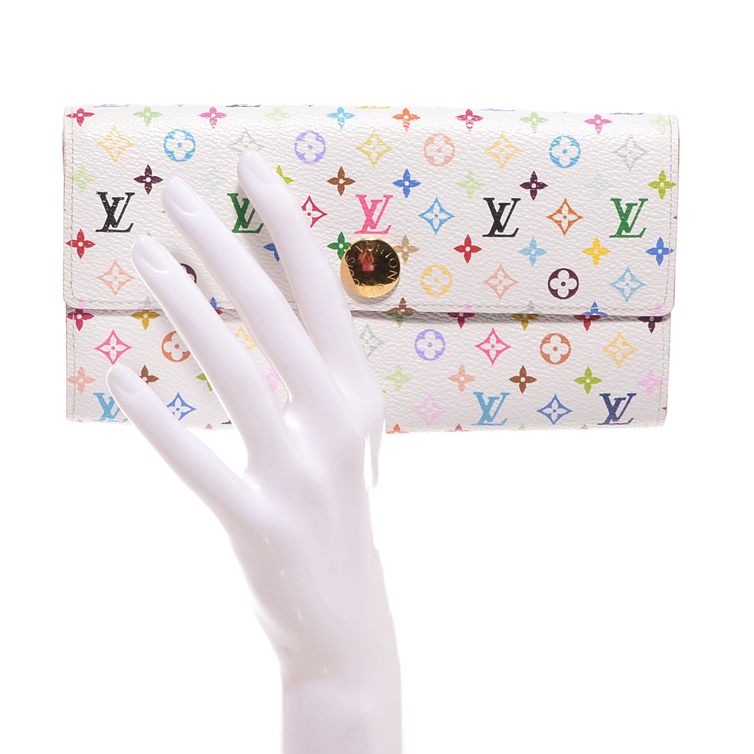Louis Vuitton Monogram Multicolor Sarah Wallet White 2 of 7