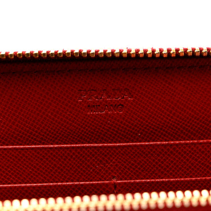 Prada Saffiano Metal Zip Around Wallet Fuoco 6 of 7