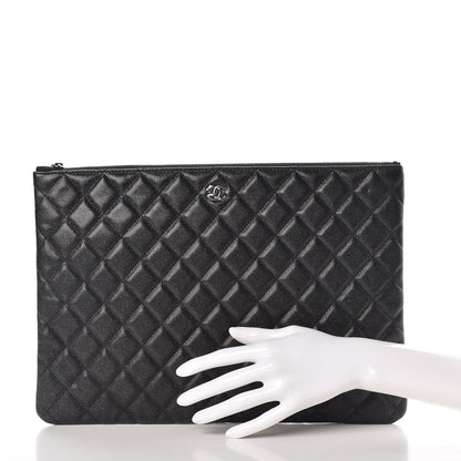 Chanel Iridescent Caviar Quilted Large Cosmetic Case Black 2 of 8