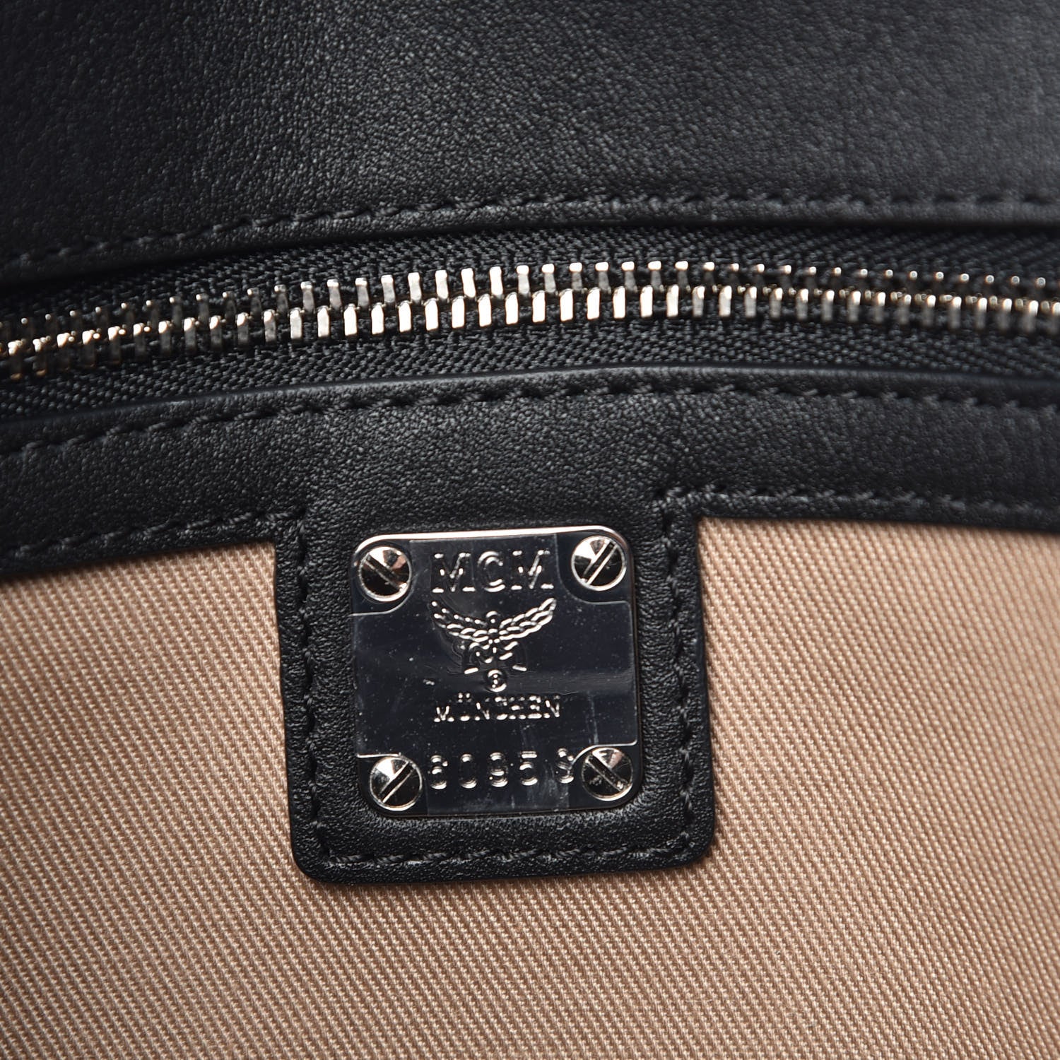 MCM Calfskin Ottomar Monogram Medium Millie Crossbody Bag Black 6 of 9
