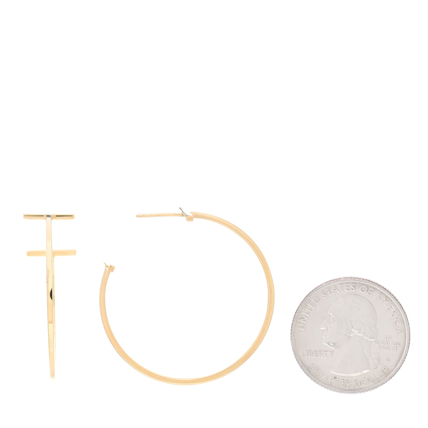 Tiffany 18K Yellow Gold Extra Large T Wire Hoop Earrings 2 of 5