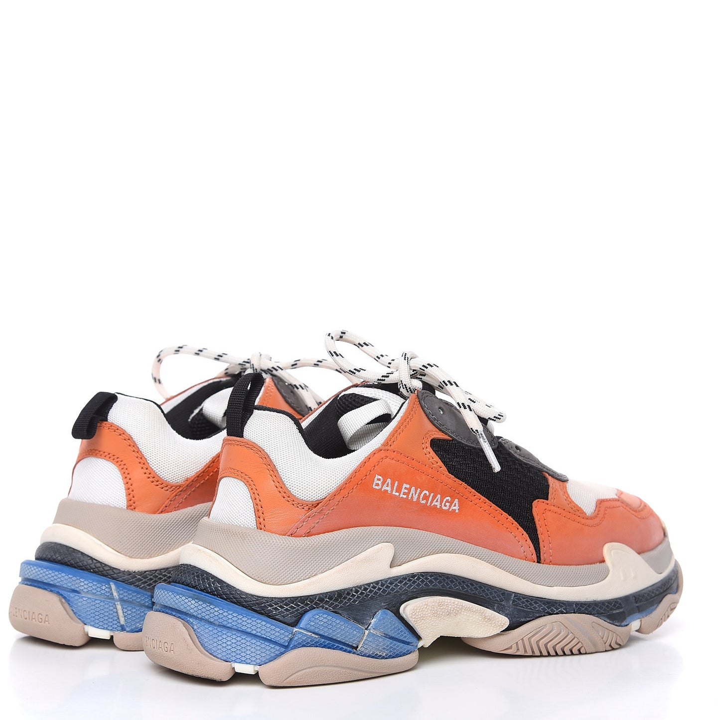 Mesh Nubuck Womens Triple S Sneakers 38 Orange Gris Black