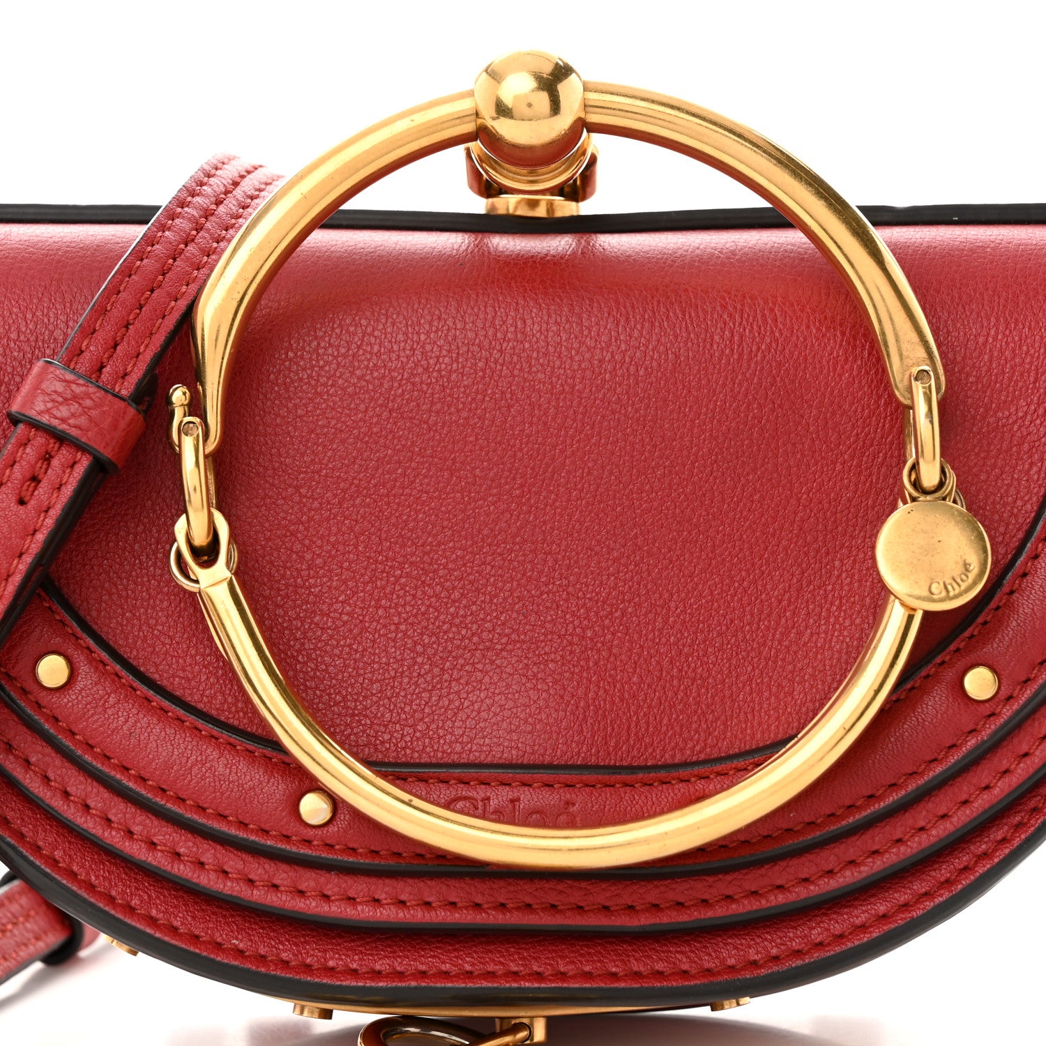 Chloe Calfskin Small Nile Bracelet Minaudiere Bag Dahlia Red 9 of 21