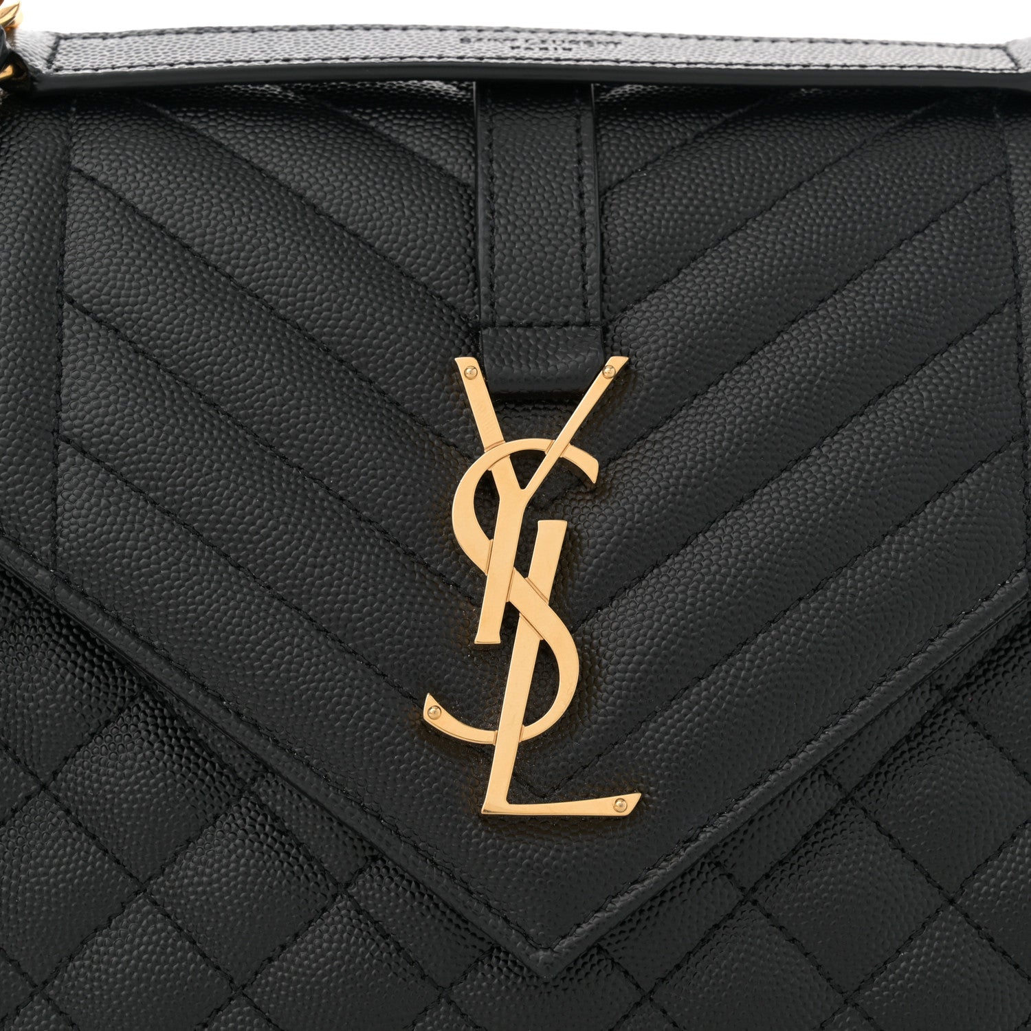 Saint Laurent Grain De Poudre Textured Mixed Matelasse Triquilt Medium Monogram Satchel Black 8 of 12
