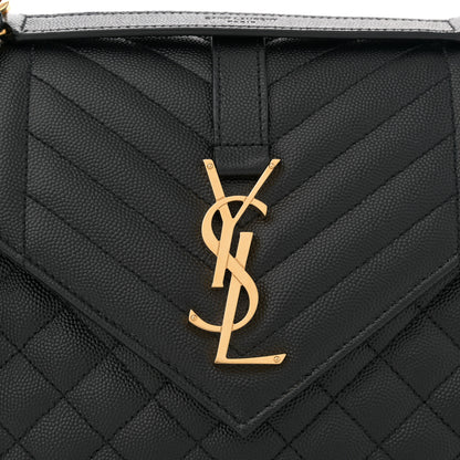 Saint Laurent Grain De Poudre Textured Mixed Matelasse Triquilt Medium Monogram Satchel Black 8 of 12