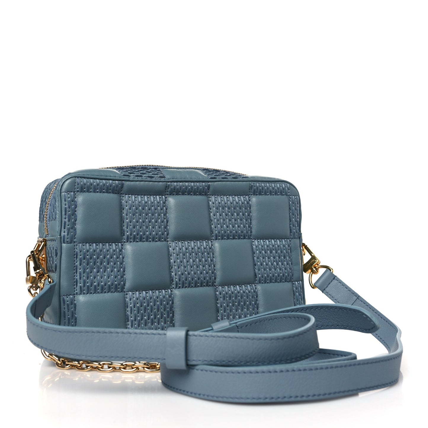 Lambskin Damier Quilt Troca PM Glacier