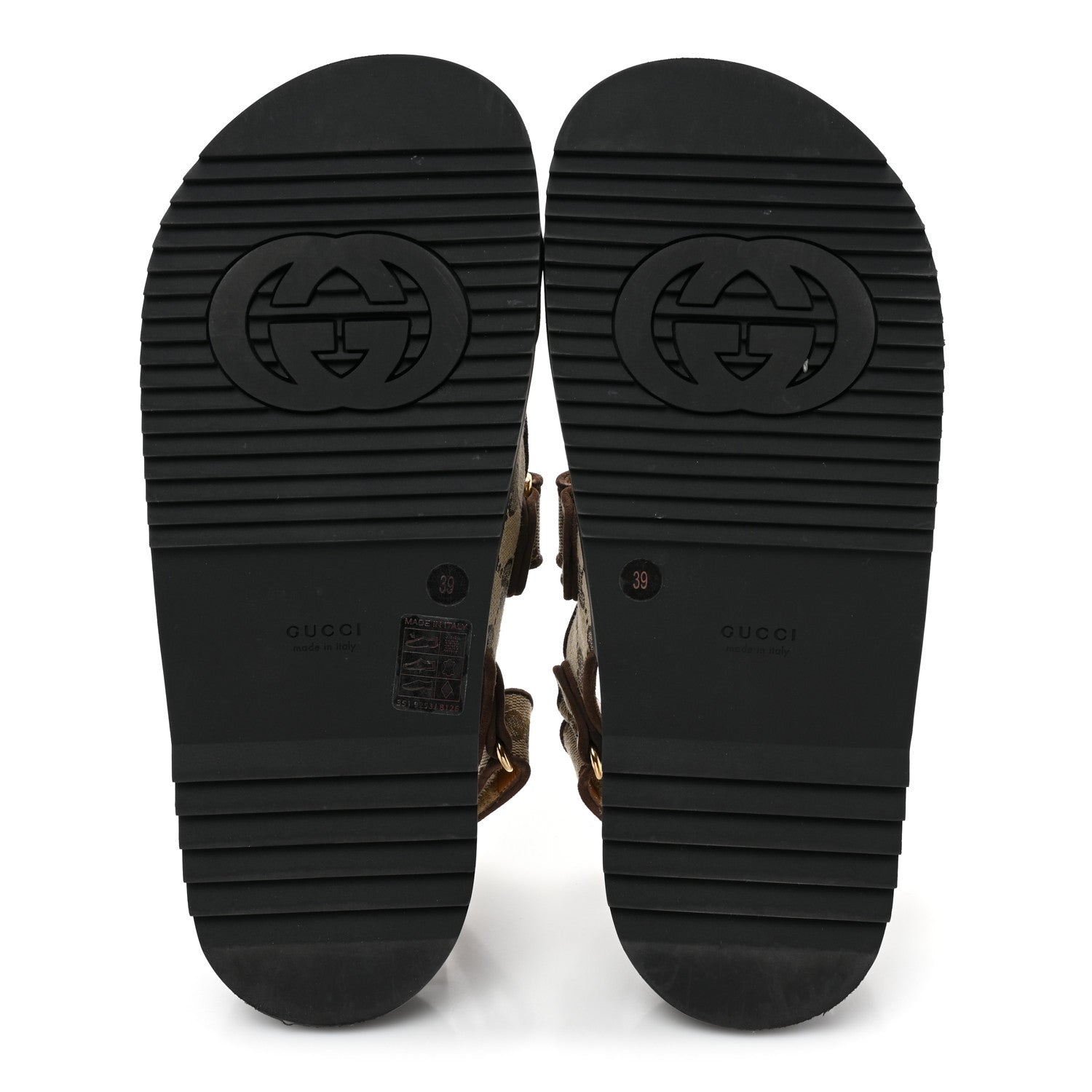 Gucci GG Monogram Lavaredo Eco Fabric Womens Slide Sandals With Straps 39 Beige Ebony Light Brown 5 of 11