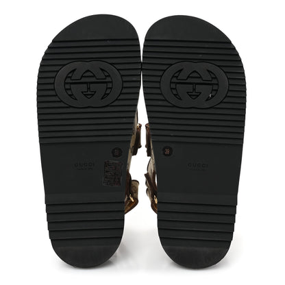 Gucci GG Monogram Lavaredo Eco Fabric Womens Slide Sandals With Straps 39 Beige Ebony Light Brown 5 of 11