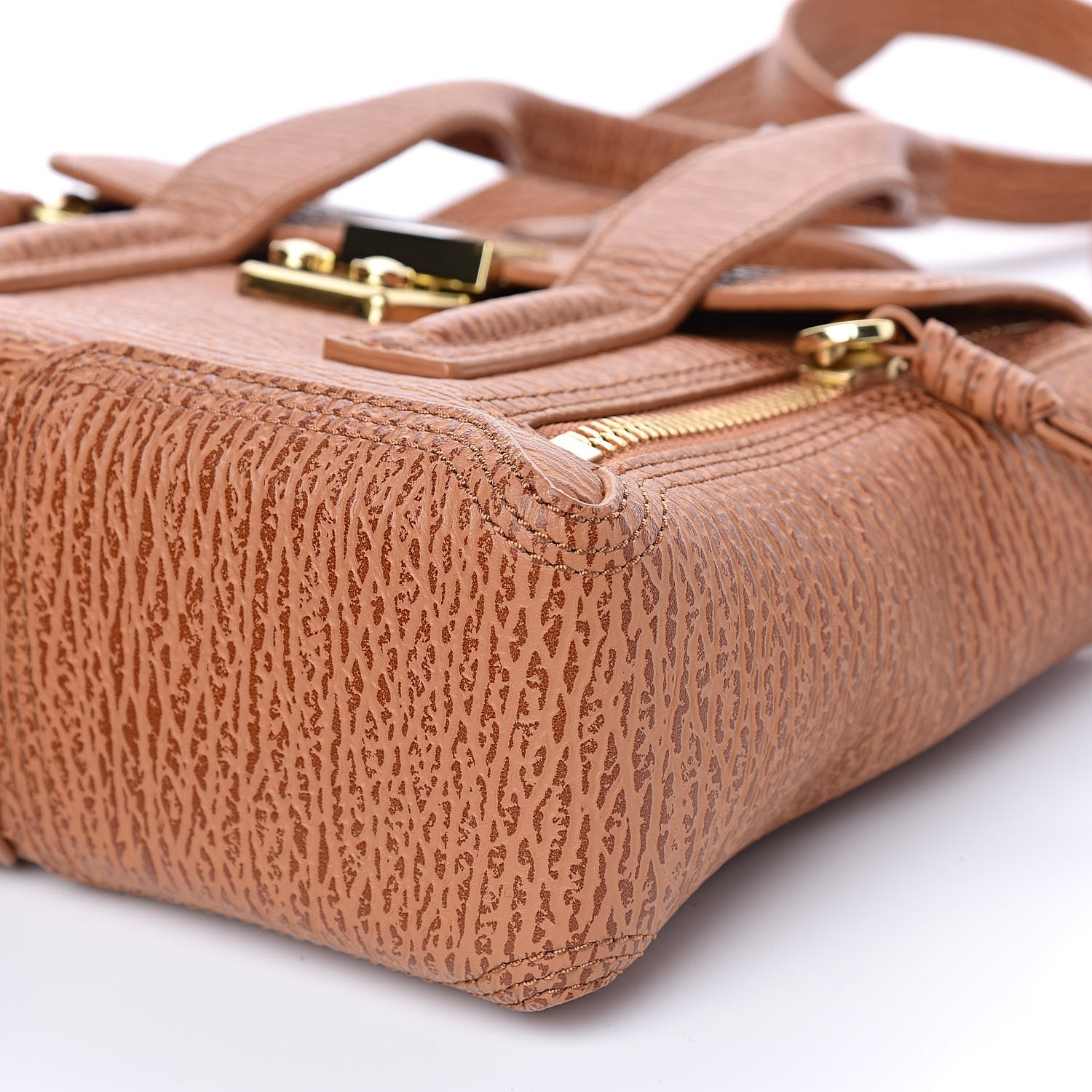 3.1 Phillip Lim 3.1 Shark Embossed Textured Calfskin Mini Pashli Satchel Caramel Cognac 9 of 9