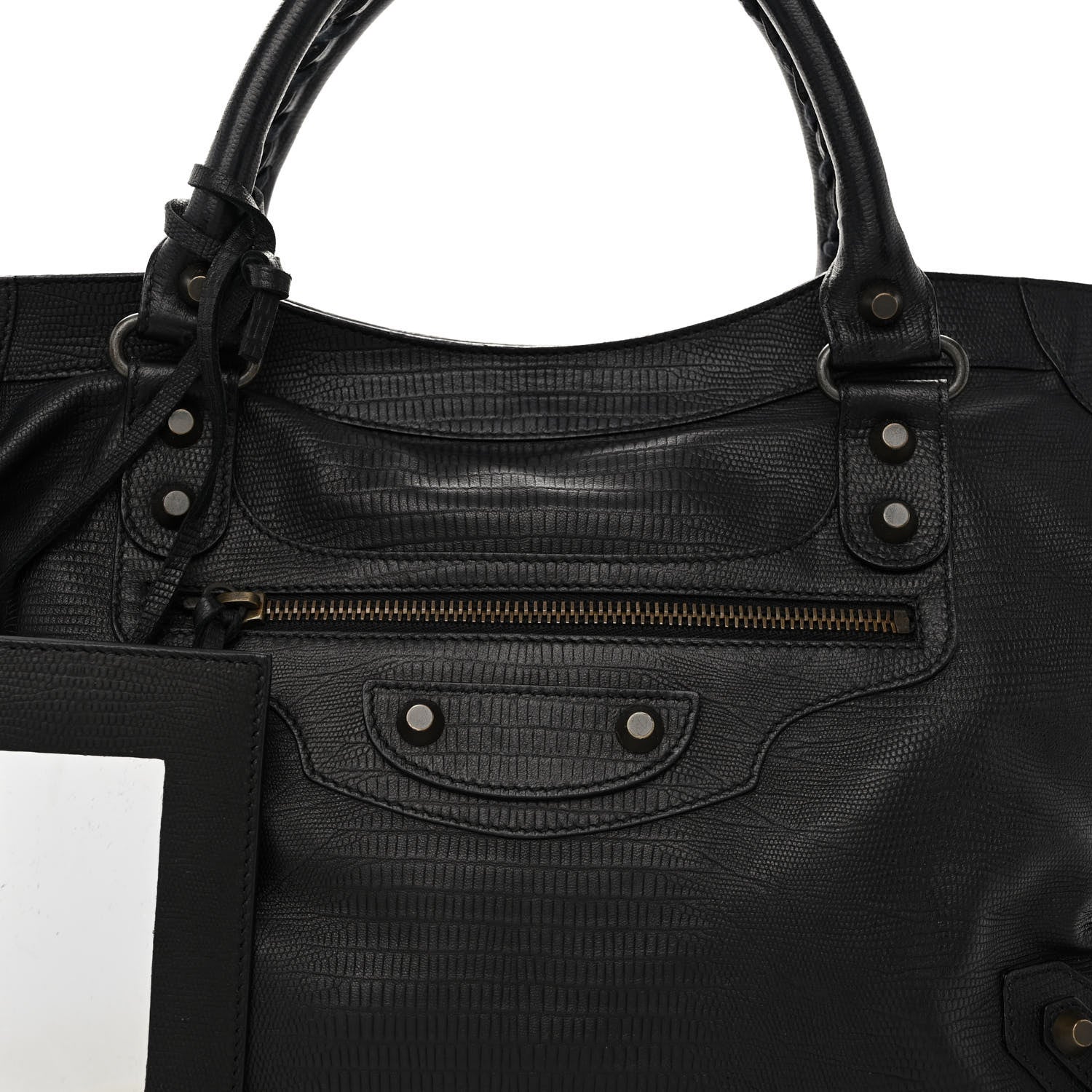 Balenciaga Calfskin Lizard Embossed Classic Hardware City Black 7 of 9