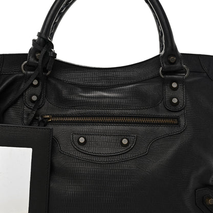 Balenciaga Calfskin Lizard Embossed Classic Hardware City Black 7 of 9