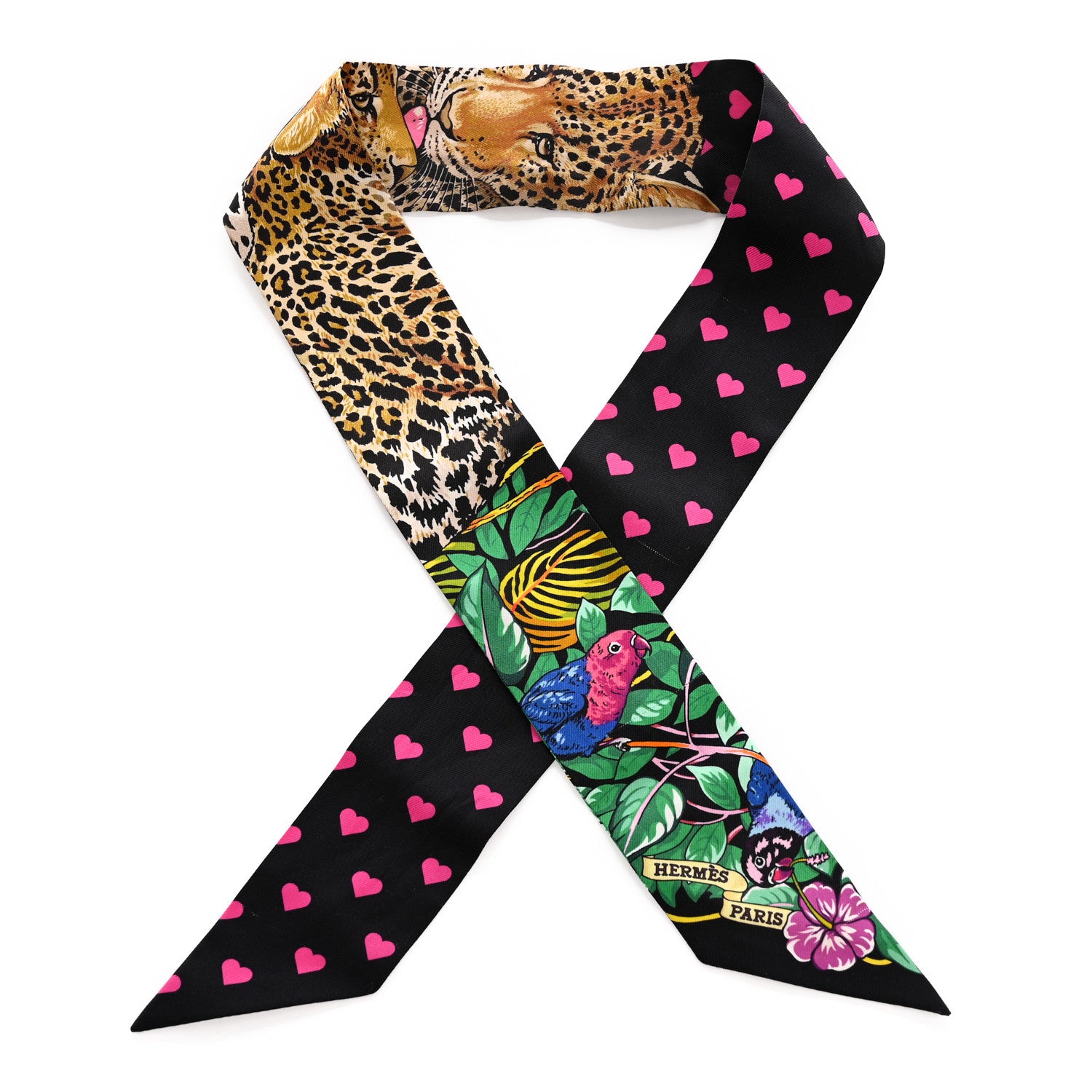 Hermes Silk Jungle Love Love Twilly Black Vert Rose Vif 1 of 6