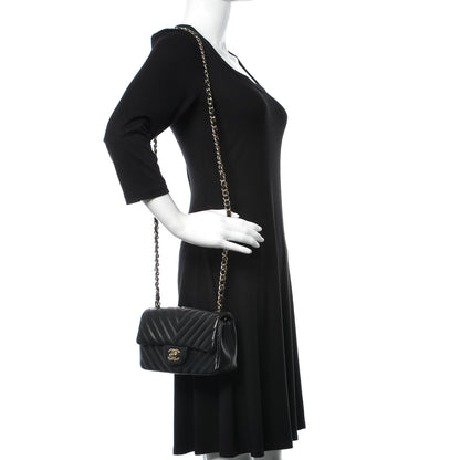 Chanel Lambskin Chevron Quilted Mini Rectangular Flap Black 2 of 9
