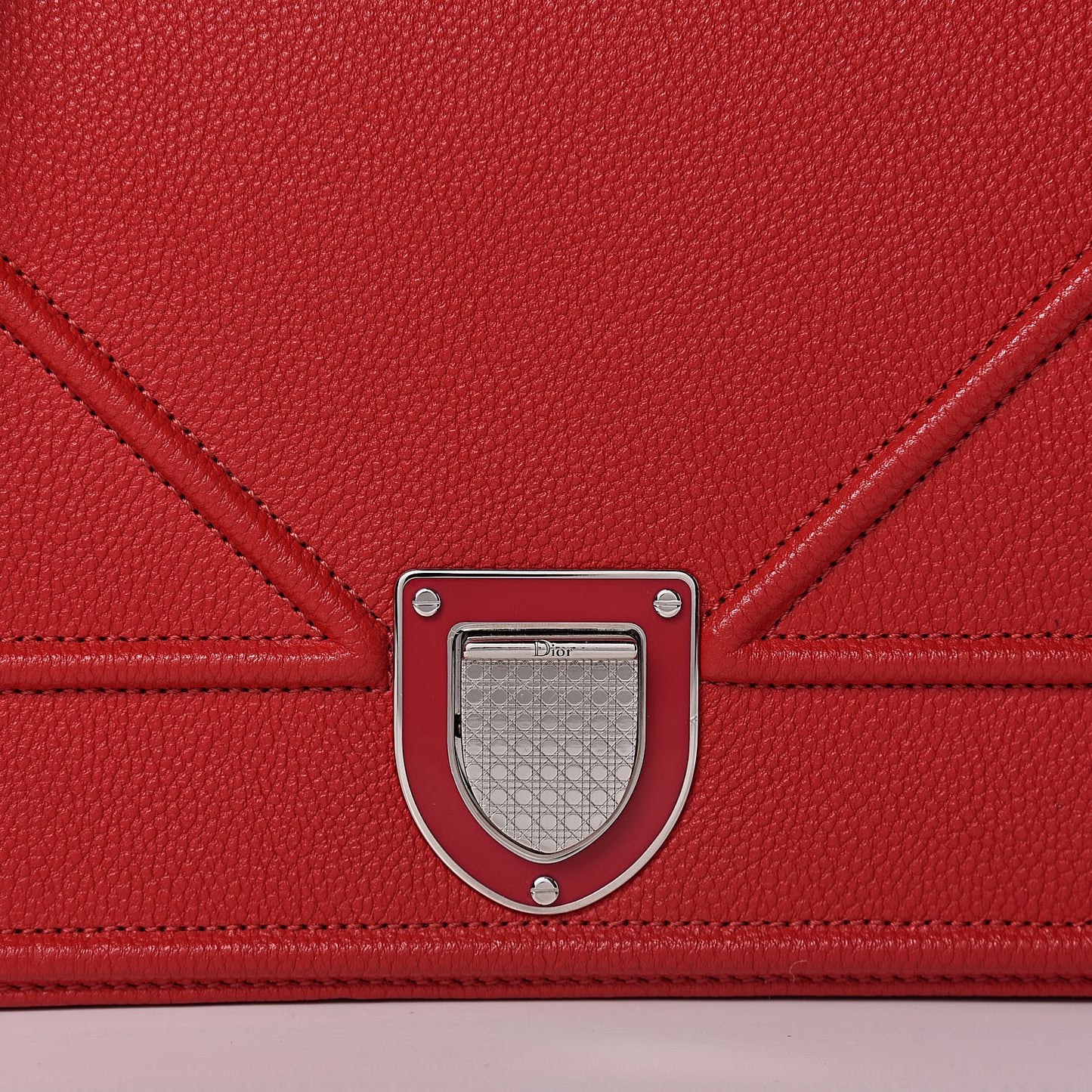Grained Calfskin Medium Diorama Flap Bag Red