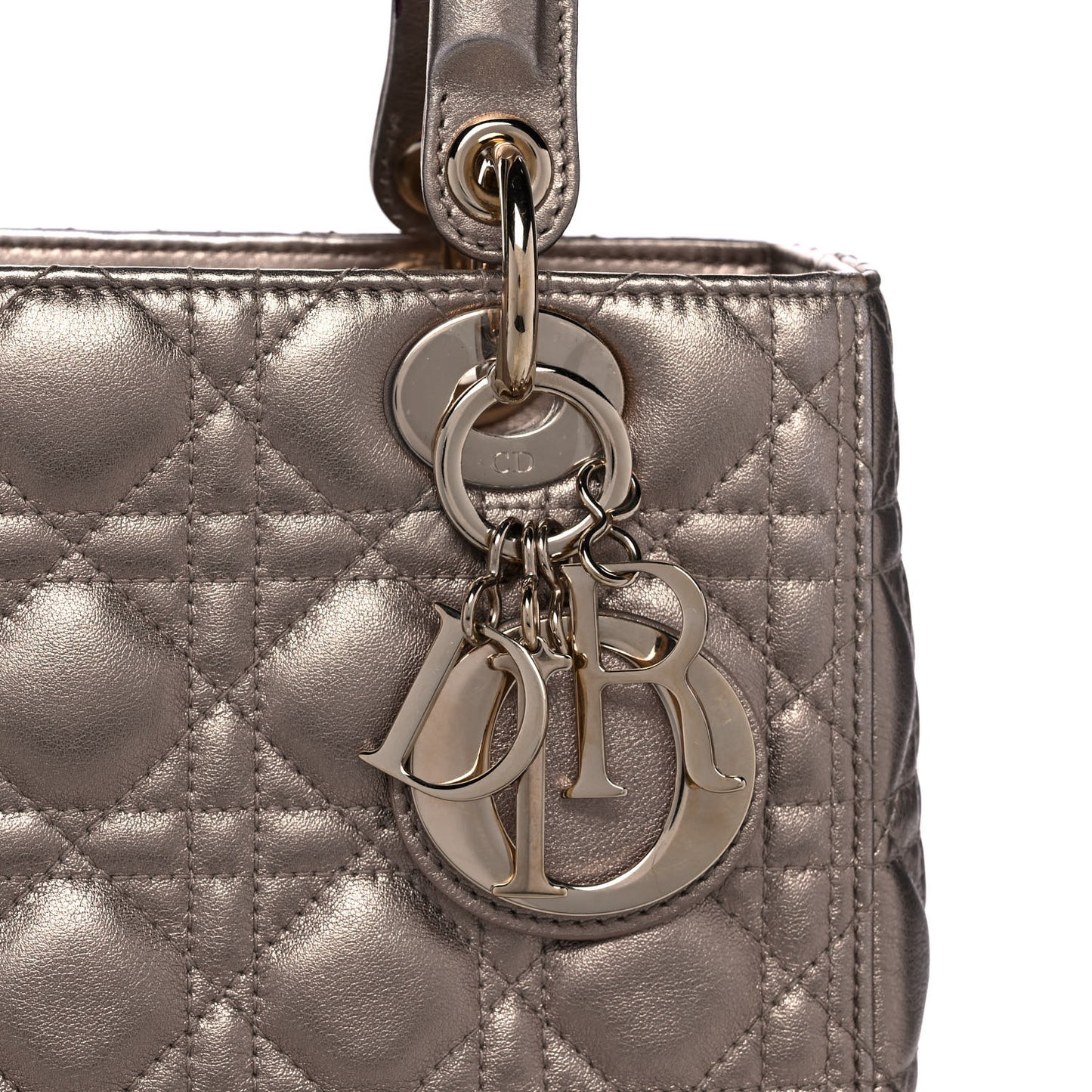 Metallic Calfskin Cannage Medium Lady Dior Gold