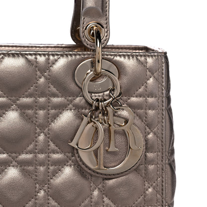 Christian Dior Metallic Calfskin Cannage Medium Lady Dior Gold 9 of 16