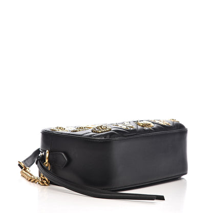 Gucci Calfskin Matelasse Animal Studs Small GG Marmont Chain Shoulder Bag Black 4 of 10