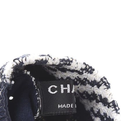 Chanel Lambskin Tweed CC Fingerless Gloves 7 Navy White 3 of 6