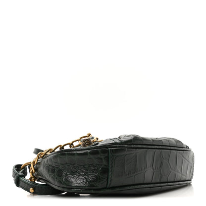 Balenciaga Extra Supple Calfskin Crocodile Embossed Mini Le Cagole Purse With Chain Forest Green 4 of 9