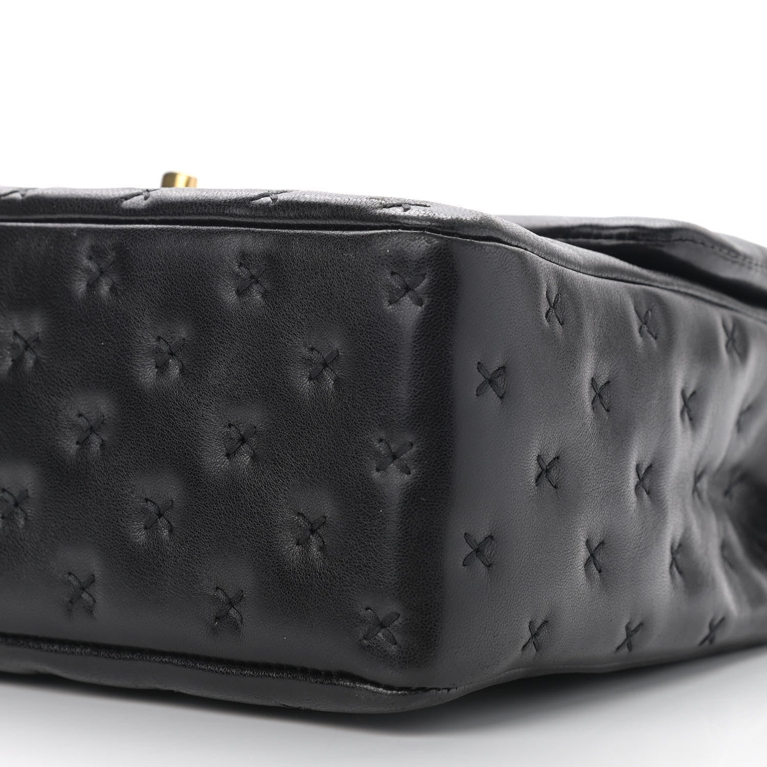 Chanel Lambskin Cross Stitch Small Coco Handle Flap Dark Black 9 of 12