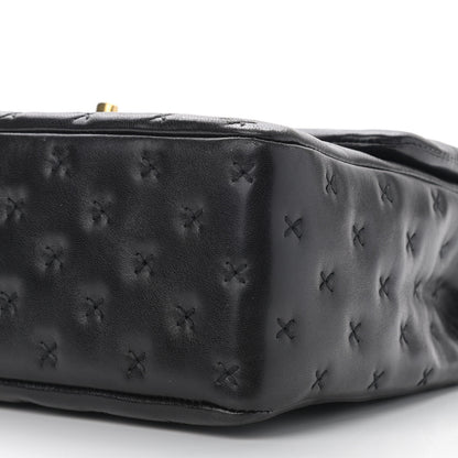Chanel Lambskin Cross Stitch Small Coco Handle Flap Dark Black 9 of 12