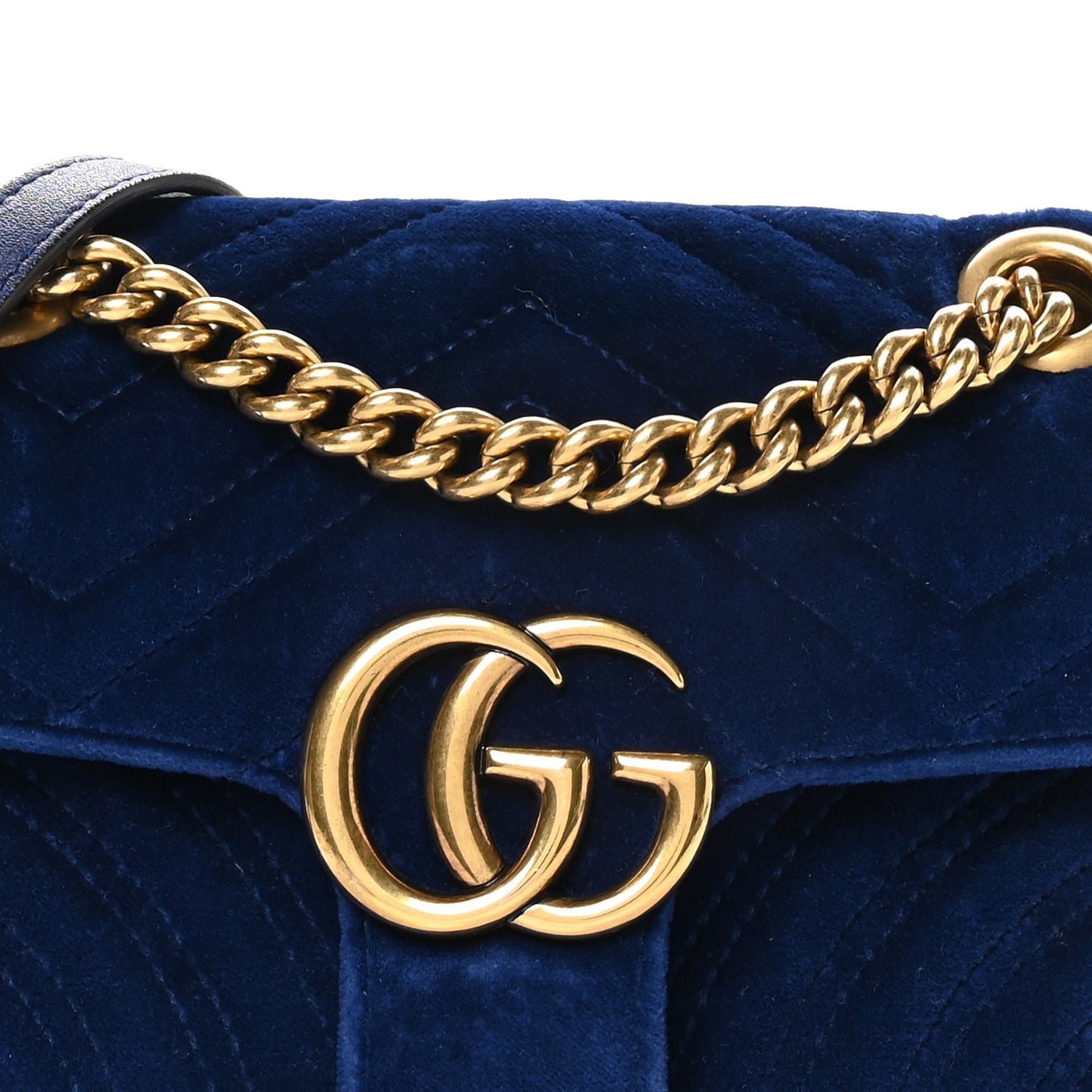 Velvet Matelasse Mini GG Marmont Shoulder Bag Cobalt Blue