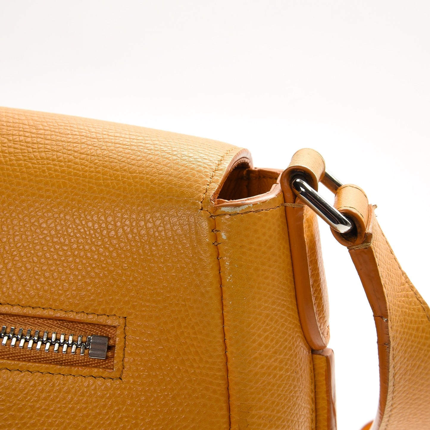 Grained Calfskin Trotteur Messenger Saffron