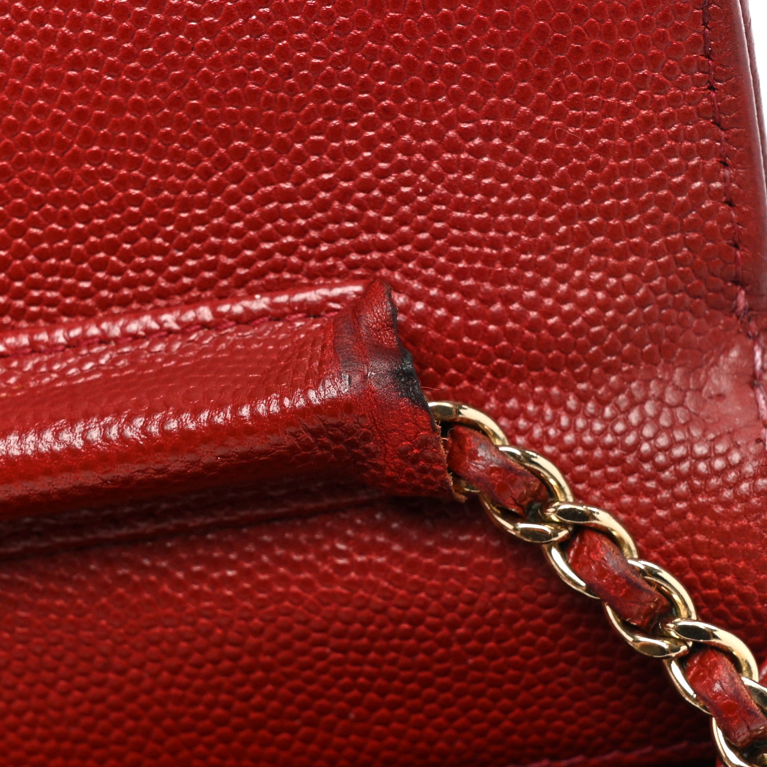Chanel Caviar Quilted Golden Class Wallet On Chain WOC Red 12 of 17