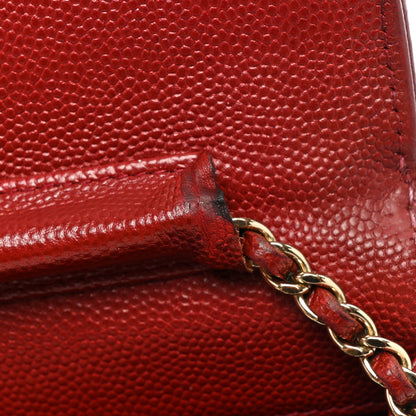 Chanel Caviar Quilted Golden Class Wallet On Chain WOC Red 12 of 17