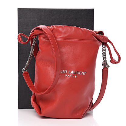 Saint Laurent Lambskin Small Teddy Bucket Bag Red 11 of 11