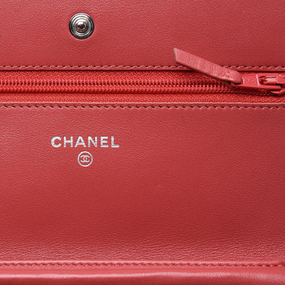 Chanel Patent Quilted Wallet On Chain WOC Dark Pink 7 of 12