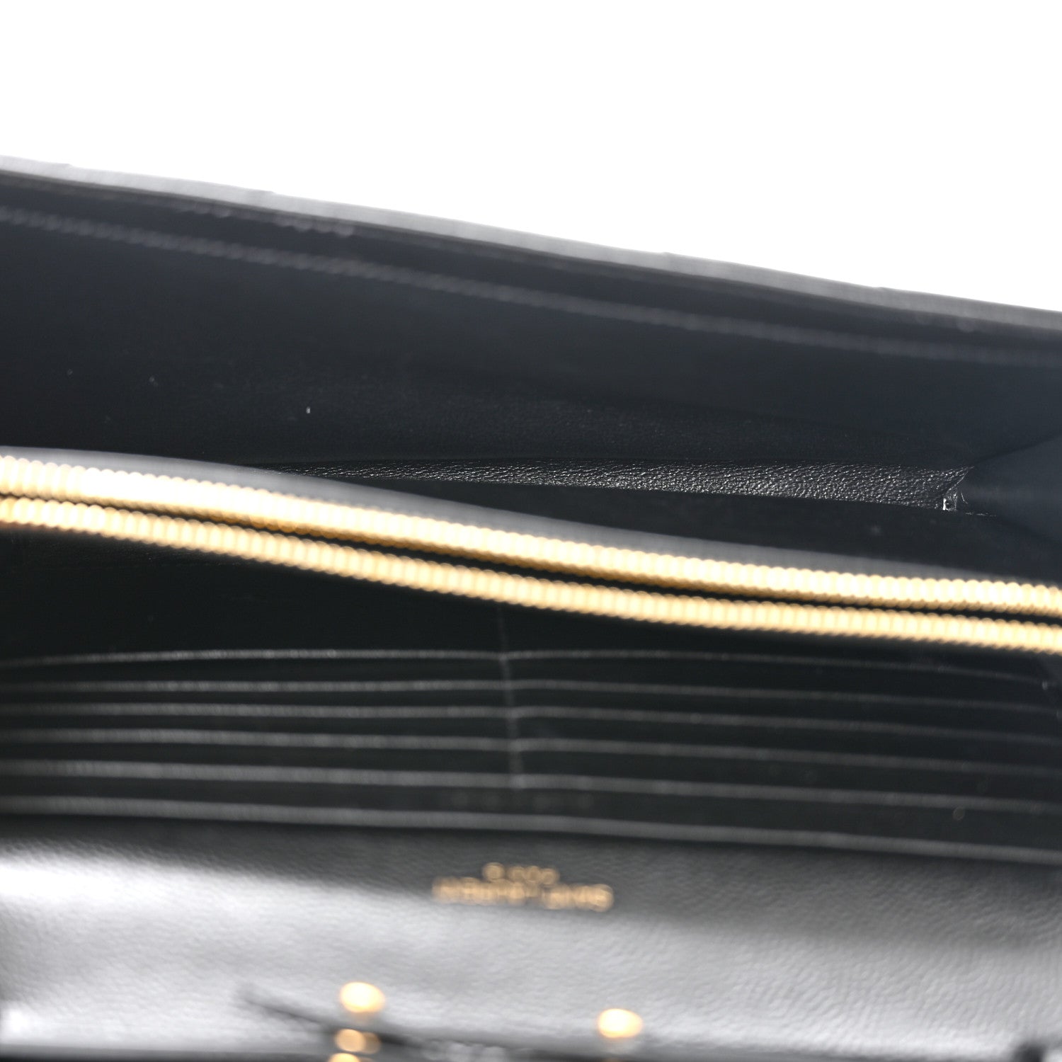Saint Laurent Grain De Poudre Matelasse Chevron Monogram Chain Wallet Black 5 of 10