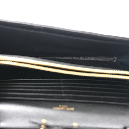 Saint Laurent Grain De Poudre Matelasse Chevron Monogram Chain Wallet Black 5 of 10
