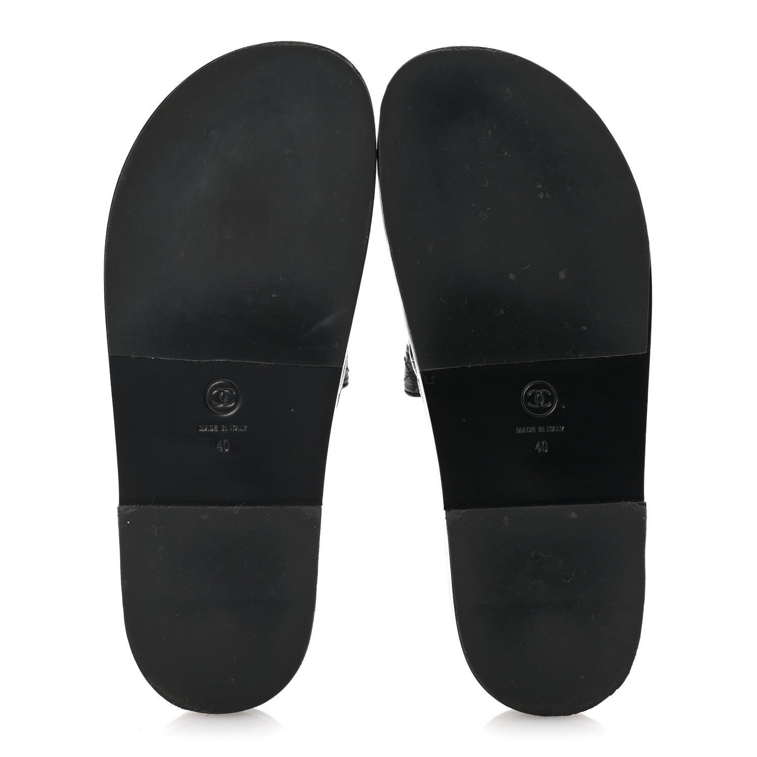 Chanel Grained Calfskin Quilted Velcro Dad Chain CC Slide Sandals 40 Black 6 of 10