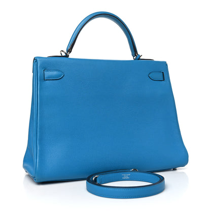 Hermes Evercolor Kelly Retourne 32 Bleu Zanzibar 3 of 10
