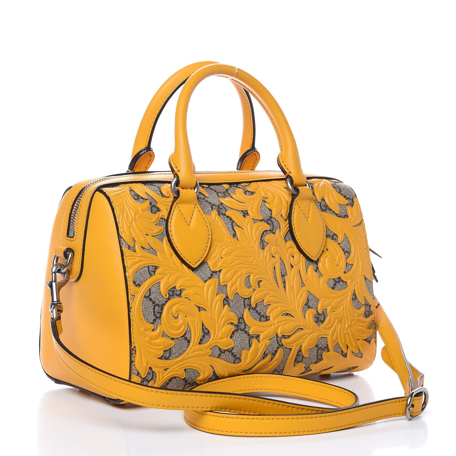 Gucci GG Supreme Monogram Arabesque Small Boston Beige Yellow 3 of 13