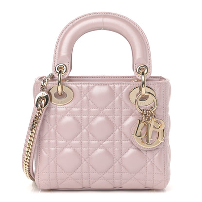 Christian Dior Metallic Lambskin Cannage Mini Lady Dior Lotus 1 of 14